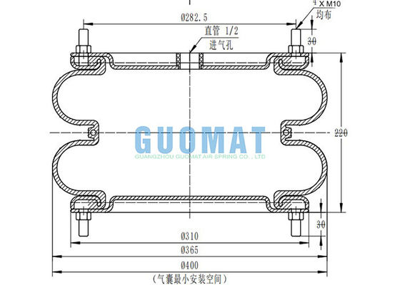 ダンロップ 14 1/2 インチ X2 フランジ リングが付いている産業空気ばね W01R584064 Firestone