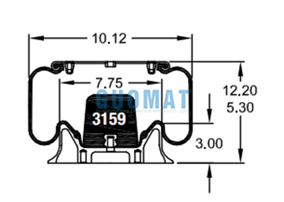 W01-358-9031耐火石材の圧延の丸い突出部の空気ばねはピストンが付いているNo.1T15M-0トラックの空気懸濁液をどなる