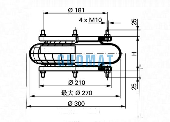 4.1KG ContiTechの産業空気ばねFS 210-10 DSの耐火石材W01-R58-4057のふいごはエアバッグのスタッドのボルト土台のスタイルを作る