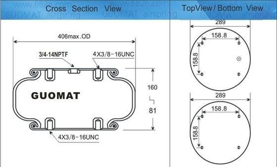 W01M586100 シングルコンバルトエアスプリング GUOMAT NO.1B53014 3/4 NPT エアインプット 2プライスベロー