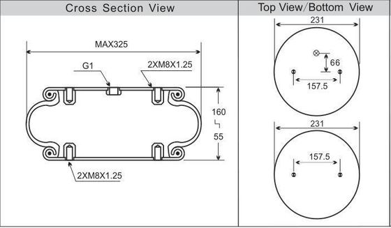 産業用機器の衝撃吸収のための単一の巻き巻き式空気懸垂袋