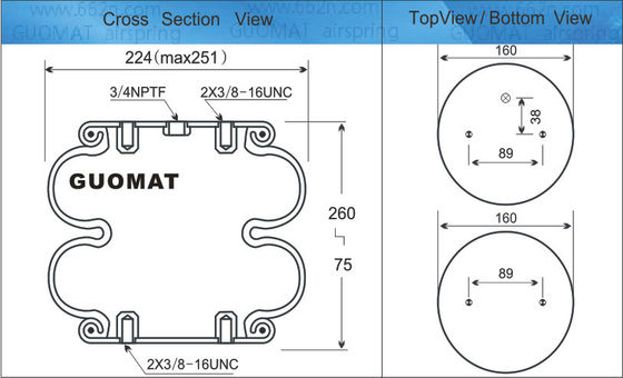 FD 200-19 319 コンティテック エアスプリング W013586900 エアスプリングアクチュエータ 3/4 NPT エア入力ゴムベロー 578923202