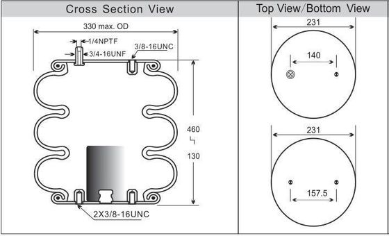 グッドイヤー 3B12-328 空気懸垂 ベロー 1/4NPTF 空気スプリング OEM W01-358-7994