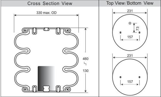 エアリフトエアバッグ 3B12-304 三重巻き式エアベローズ ユニバーサル 氣動式スプリング