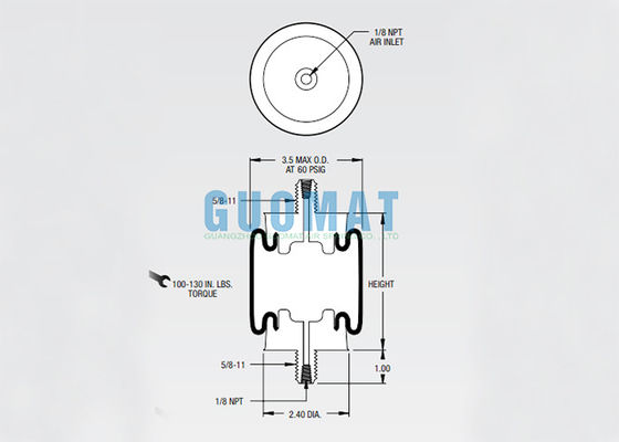 Firestone キャビンのエアショック W02-358-3004 1/8NPT 懸垂式エアスプリングを交換