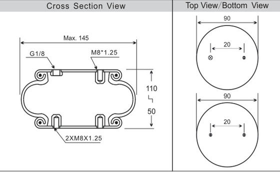 フェニックスSP1B04 Contitechのトラックの空気ばね単一の複雑なFS40-6 1/8 M8