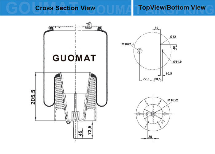 P.R.T 1932593のための1434930スコーネ地方のトラックの空気ばねW01-M58-8633/8524