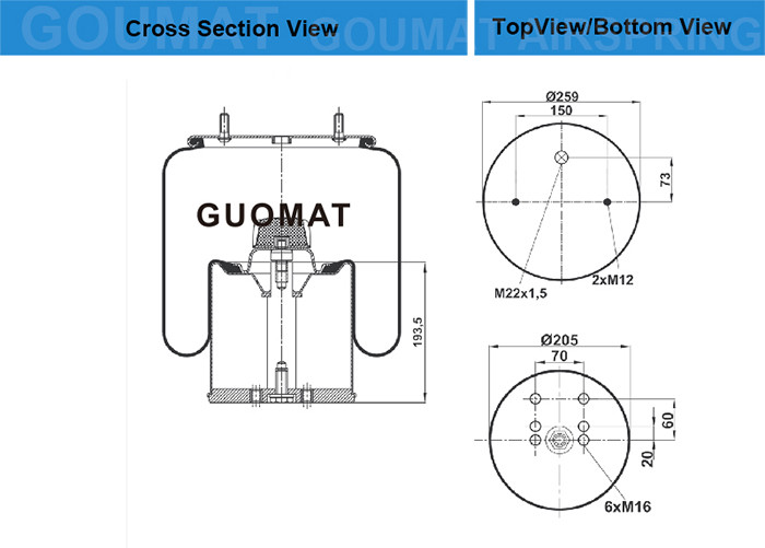 BPW 05.429.42.03.0 30のためのゴム製トラックの空気ばね1R11-803 - Schmitz 017 228 30