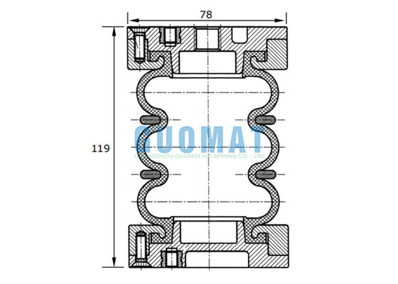 FT22-6 DI コンチテック工業用ゴムエアスプリング 2 3/4インチ x 3 リフティングプラットフォーム用空気ばね