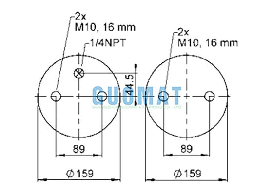 FD 200-19 1/4 M10 Contitech サスペンションエアショック 72047 ダブルコンボリュートエアスプリング