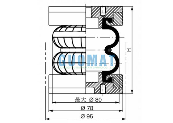 2 3/4 "x 2 ゴムベローFD 22-4 DI CR コンティテック精密振動隔離エアバッグ