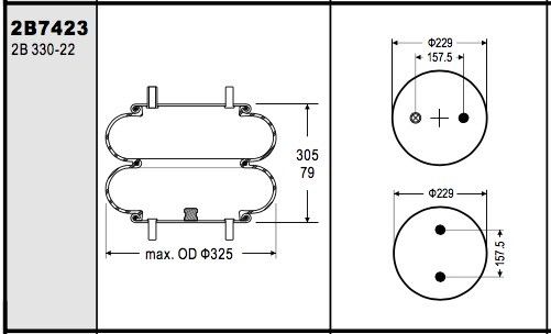 SAUER P10-784のためのW01-358-7423 2B12-432 Contitechの空気ばねFD330-22 368