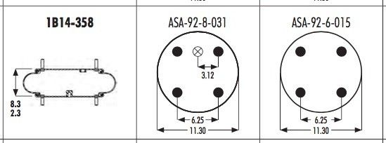 578-91-3-352 Goodyearの空気ばね1B14-358 Contitech FS530-14 339